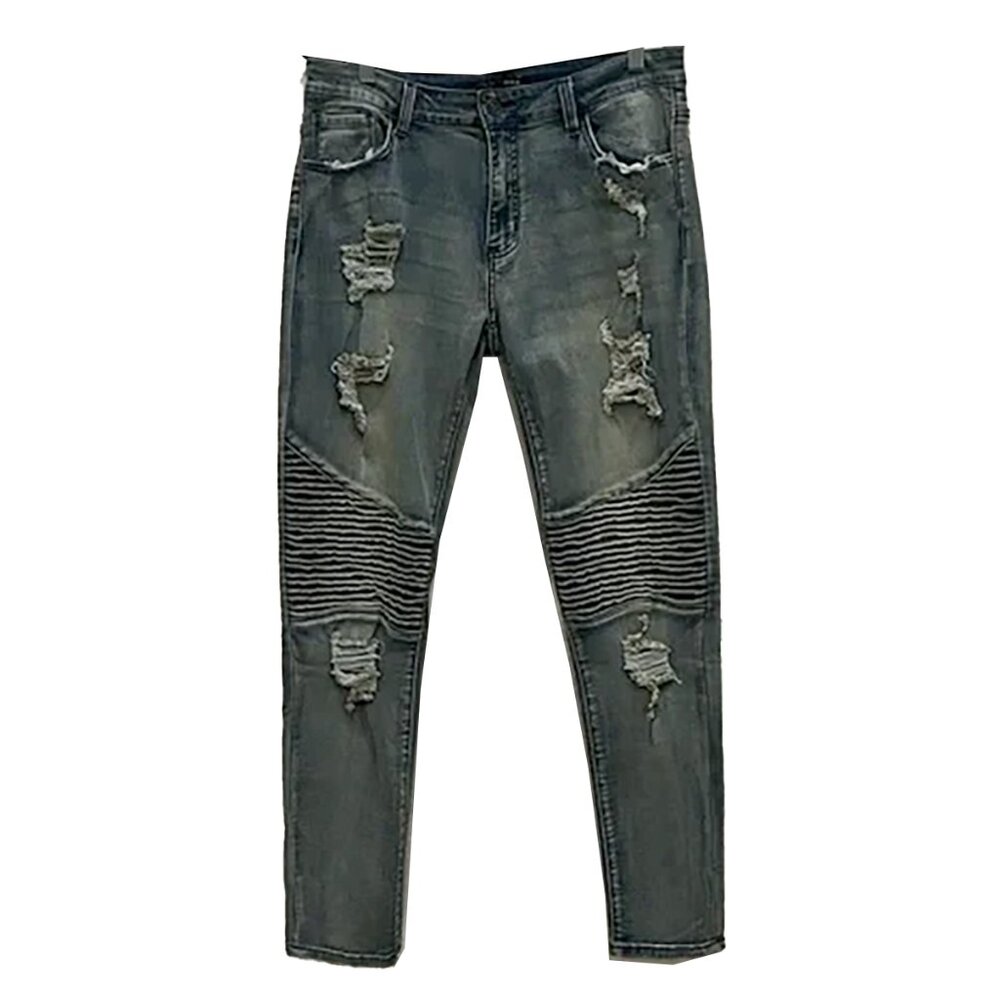 Fashion Nova Blue Denim Moto Jeans 15